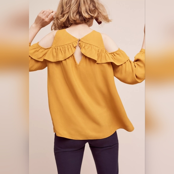 Anthropologie Maeve Brearly Open Shoulder Shirt - Picture 3 of 14